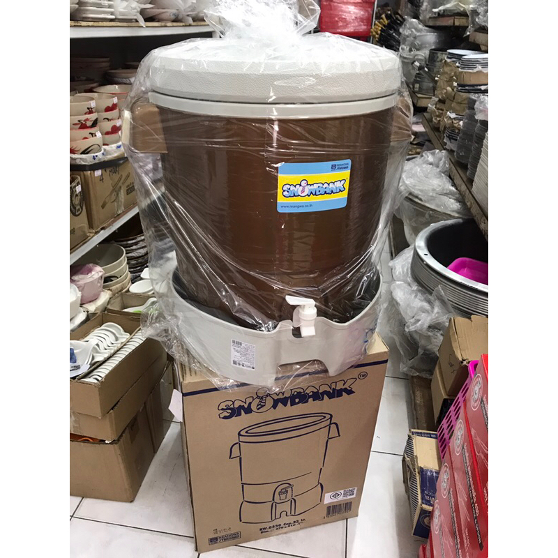 REANGWA STANDARD กระติกคูลเลอร์กลม ฐานรอง 23 ลิตร รุ่น 0339 สีเงิน/สีทอง