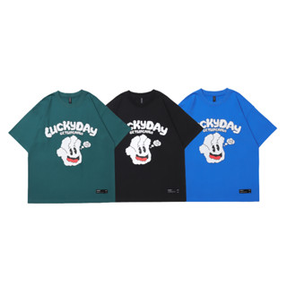 spaceboy เสื้อยืดโอเวอร์ไซส์แขนสั้น Unisex ลาย “ Lucky day ”  [T750]