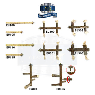EU : HANDCRAFTED EUCALYPTUS WOOD  ไม้ค้ำเกาะนกแก้ว,ของเล่นสำหรับนกแก้ว