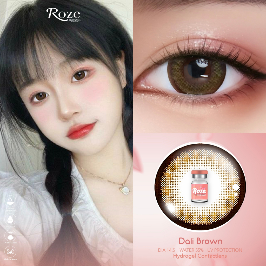 Dali Gray/Brown #rozelens #ฝาพีช #เลนส์ไฮโดรเจลบิ๊กอาย สุดปัง คอนแทคเลนส์ รายเดือน มีอย แถมตลับฟรี