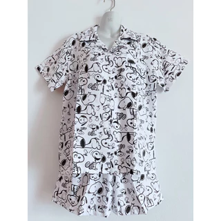 👕ชุดนอนผู้ใหญ่ แขนสั้นขาสั้น ลายการ์ตูน สนุปปี้ ชินจัง คิตตี้ คุโรมิ หมีพลู โดเรม่อน สติช ริ้ว สินค้าพร้อมส่ง