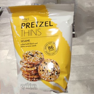 M&amp;S🇬🇧 Pretzels Thins 80g. ขนมปังกรอบรอบงา