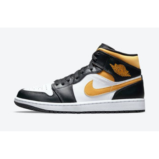 Nike Air Jordan 1 Mid White Pollen Black  ของใหม่ ของแท้100% มีกล่องป้ายครบ