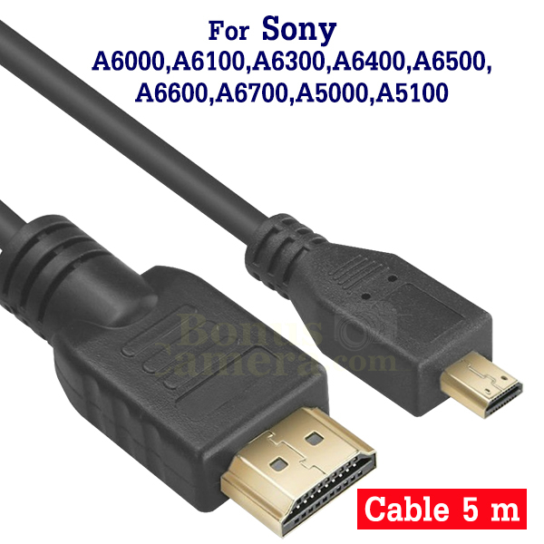 สาย HDMI ยาว 5m ใช้ต่อ Sony A6000,A6100,A6300,A6400,A6500,A6600,A6700,A5000,A5100 เข้ากับ HDTV,Monitor cable