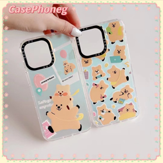 🍑CasePhoneg🍑ป้องกันการหล่น ขอบเต็ม iPhone 11 14 pro max เส้นขอบโปร่งใส การ์ตูน หมีน้อย รุ่นคู่ case for iPhone 12 13