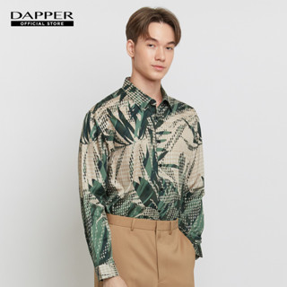 DAPPER เสื้อเชิ้ตแขนยาว Tropical Leaf Print สีเขียว (BCLG1/065TP)