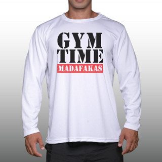 GYM TIME MADAFAKAS เสื้อแขนยาวนักกล้าม  Men’s Bodybuilding Long Sleeve Athletic Gym Shirt