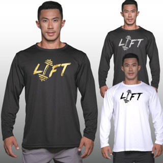 LIFT เสื้อแขนยาวนักกล้าม  Men’s Bodybuilding Long Sleeve Athletic Gym Shirt