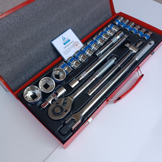 EURO KING TOOLS ชุดบล็อก 24 ชิ้น/ชุด 1/2" (4หุน) ลูกบล็อกสั้น 12 เหลี่ยม ชุบโครเมี่ยม แท้ 100%