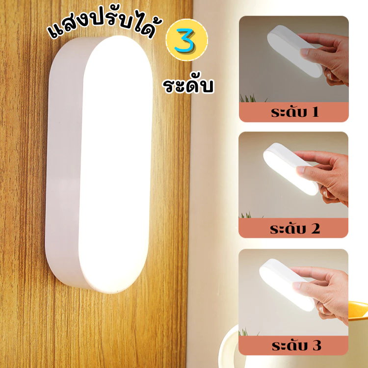 GaGiNang โคมไฟติดผนัง LED โคมไฟหัวเตียง โคมไฟตั้งโต็ะ ไฟอ่านหนังสือ ปรับแสงได้ 3 ระดับ โคมไฟไร้สาย