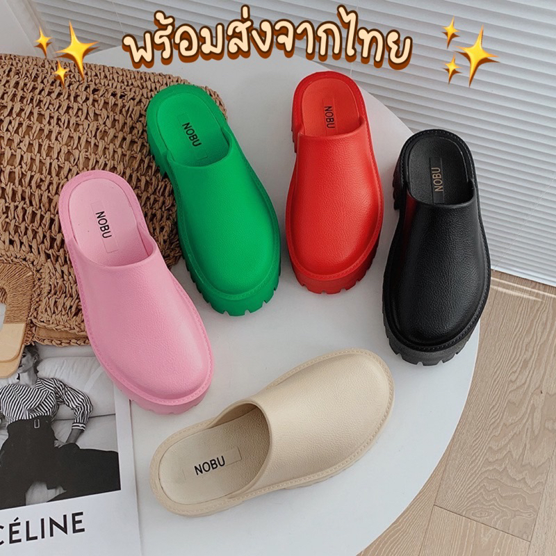 พร้อมส่งจากไทย รองเท้ายาง ส้นหนา สไตล์เกาหลี สวมง่าย เบา ทนทาน ไม่กัดเท้า