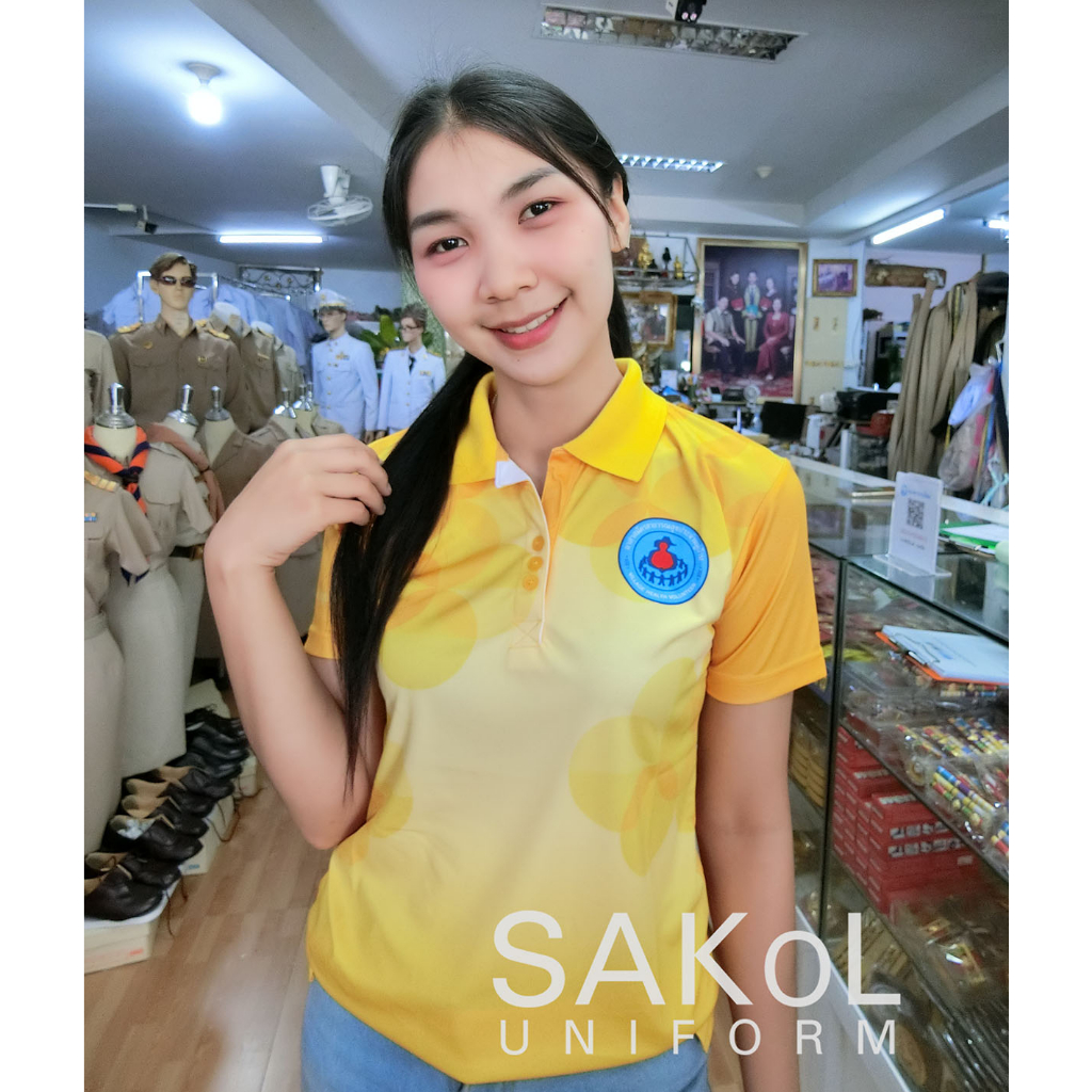 เสื้อโปโลพิมพ์ลาย04 05 เหลือง ตราอสม. โปโลอสม อสม เสื้ออสม สีเหลือง เสื้อเหลือง เหลือง