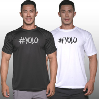 #YOLO เสื้อยืดแขนสั้นผู้ชาย Men’s Gym Workout Bodybuilding Muscle T-Shirt