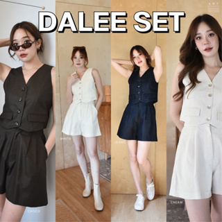 “DALEE SET” เสื้อกั๊กแขนกุด กางเกงขาสั้นเอวสูง y2k