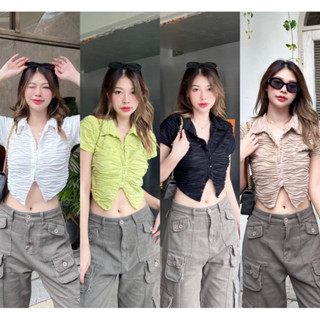 Crop top leyer wave เสื้อy2k เสื้อครอป เสื้อแฟชั่น