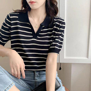 เสื้อไหมพรม แขนสั้น คอปก
