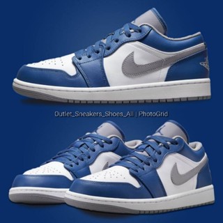 รองเท้า Nike Jordan 1 Low True Blue Cement Grey Unisex [ ของแท้ ส่งฟรี ]