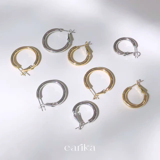 earika.earrings - venti basic hoop ต่างหูห่วงหนาก้านเงินแท้ชุบทองคำขาว (มีให้เลือก 2 สี 2 ขนาด) เหมาะสำหรับคนแพ้ง่าย