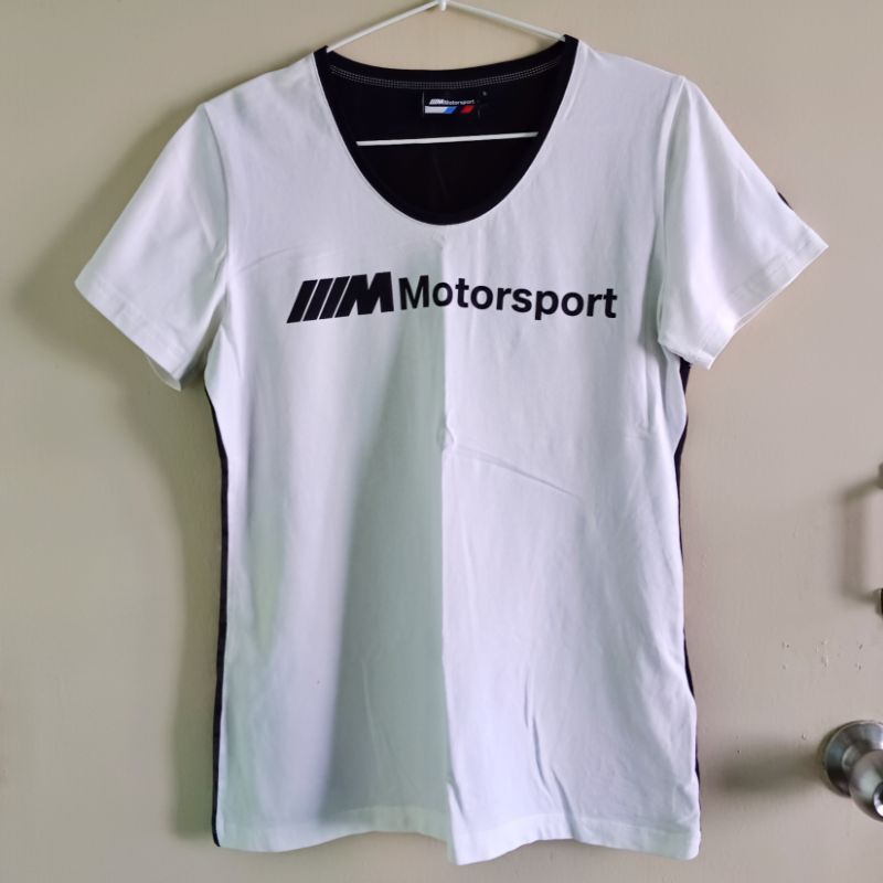 BMW เสื้อยืดผู้หญิงสีขาวดำ ของแท้ ทรงเข้ารูปพอดีตัว