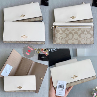 COACH SLIM TRIFOLD WALLET IN SIGNATURE CANVAS แท้💯