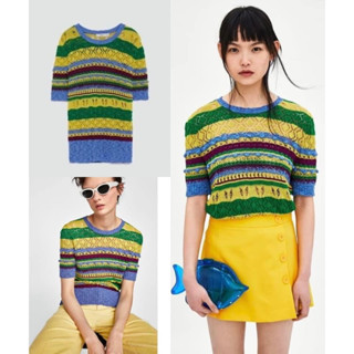 ZARA KNIT x S x ไหมพรมนิ่ม สีน่ารักมากๆ ยืดได้เยอะ Tag ครบ  อก 36-40 ยาว 28  Code: 1093(7)