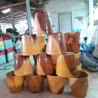 ครกไม้ส้มตำ ครกไม้ พร้อมสาก ขนาด 6-10 นิ้ว ครกส้มตำ สไตล์โมเดิร์น ทรงถังแช่ไวน์ ตำน้ำพริก ครกมินิมอล