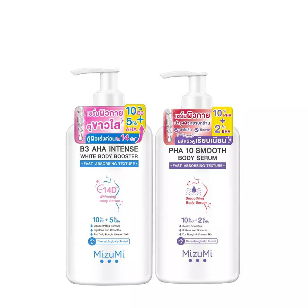 MizuMi B3 AHA Intense White Body Booster 250 g, MizuMi PHA 10 Smooth Body Serum 250ml