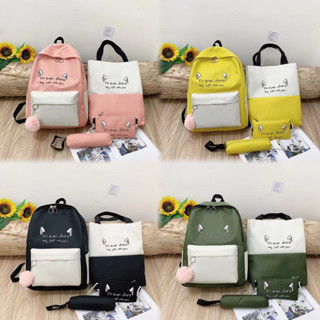 มีหลายช่อง【4in1】ใส่ของได้เยอะ-กระเป๋าสะพายหลังใบใหญ่ สวยทนทาน ใหม่ล่าสุด