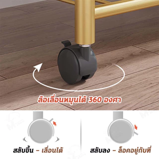 [ราว+ชั้นวางเหล็ก] ราวแขวนผ้า ราวตากผ้า ราวแขวนเสื้อผ้า ชั้นวางเหล็ก ล้อล็อคได้ หมุนได้ 360องศา BS-F