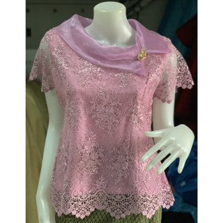 เสื้อลูกไม้ ผ้าใยบวบ แขนสั้น ผ้าอย่างดี