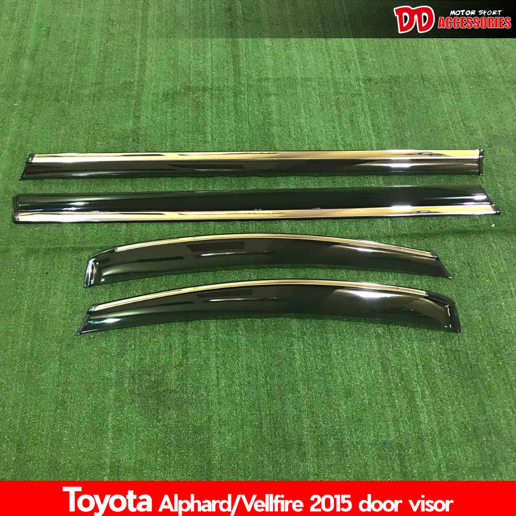 กันสาด Alphard Velfire LM350 30 2015 2017 2019 2020 2021 2022 4 ชิ้น สีดำ คู่หลังมีคิ้วโครเมี่ยม