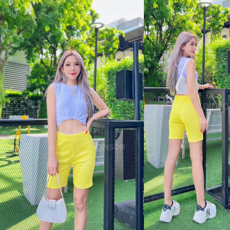 No85 กางเกงขาสั้น สามส่วน ไบเกอร์ ผ้าเกรดพรีเมี่ยม มีไซส์S, XL(สาวอวบ) - รูปที่ 5