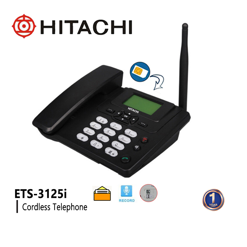 Hitachi ETS-3125i แบบพกพา GSM ไร้สายโทรศัพท์โต๊ะสนับสนุนโทรศัพท์มือถือซิ TNC คงที่ FM วิทยุ 2G/3G/4G/5G Cordless Phone