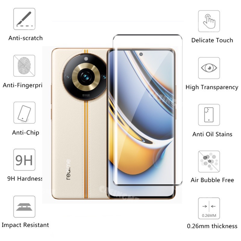 [ส่งจากไทย ] ฟิล์ม​กระจกเต็มจอ Realme 11Pro 5G/ Realme 11Pro+ (5G) ฟิล์มกระจกเต็มจอขอบดำ