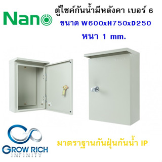 ตู้ไซด์กันน้ำมีหลังคา ตู้เหล็ก ตู้ไฟ เบอร์ 6 ตู้เหล็ก สีเทา NANO