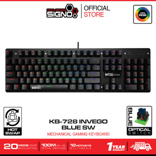 SIGNO Mini RGB Mechanical Gaming Keyboard INVEGO รุ่น KB-728 (Blue Optical Switch) (เกมส์มิ่ง คีย์บอร์ด)