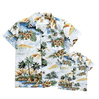 เสื้อฮาวาย เสื้อครอบครัว ลายบลูฮาวาย Blue Hawaii