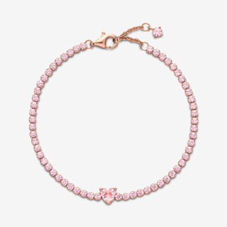 ⭐️(พร้อมส่ง)สร้อยข้อมือหัวใจโรสโกลด์ Pandora​ Sparkling Heart Tennis Bracelet ของเเท้100%