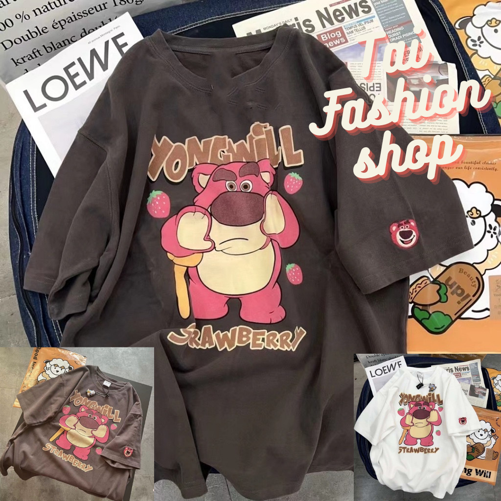 เสื้อยืด ผู้หญิงลายการ์ตูนน่ารัก แขนสั้นลายการตูน ใส่สบายคอกลมทรงลวม แฟชั่นฤดูร้อน พร้อมส่ง