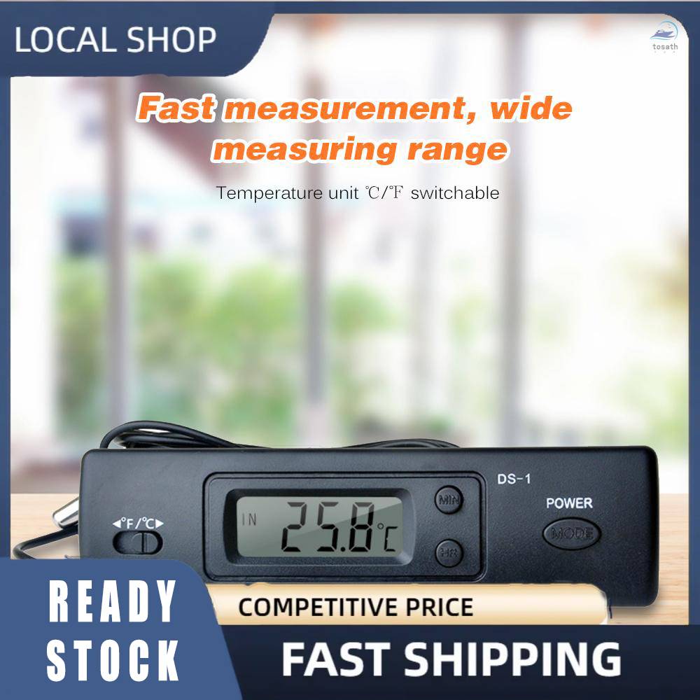 Mini Thermometer Electronic Digital Car Thermometer Indoor Outdoor Multi-Function Thermometer Time Temperat