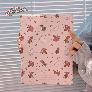 ⚡พร้อมส่ง⚡เคสไอแพด Gen9 10.2 Air5 Floral Cat Gen10 หมุนได้ 360° อะคริลิค ตัว ช่องใส่ปากกาขวา เคส ipad case Pro11 Air4