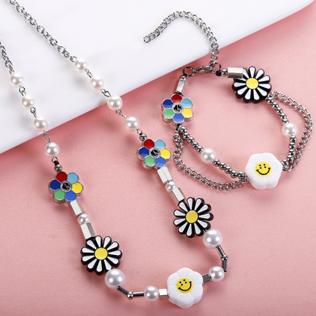 สร้อยคอ-กำไลข้อมือ ดอกไม้ Unisex ชายหญิง [พร้อมส่ง🇹🇭] ดีเทลแฟชั่นสุดฮิต Premium necklace flower Unisex