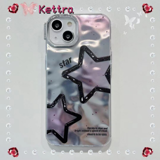 💜Kettra💜ป้องกันการหล่น ขอบเต็ม iPhone 11 14 pro max เส้นขอบโปร่งใส เงิน ดาว หวานเท่ เรียบง่าย case for iPhone 12 13