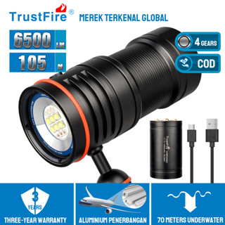 TrustFire DF50ดำน้ำไฟฉาย6500LM ดำน้ำชุดไฟฉายสูงสุดความลึกได้ถึง70เมตรสูงสุดอายุการใช้งาน12ชั่วโมง IPX8ป้องกันใต้น้ำการดำ