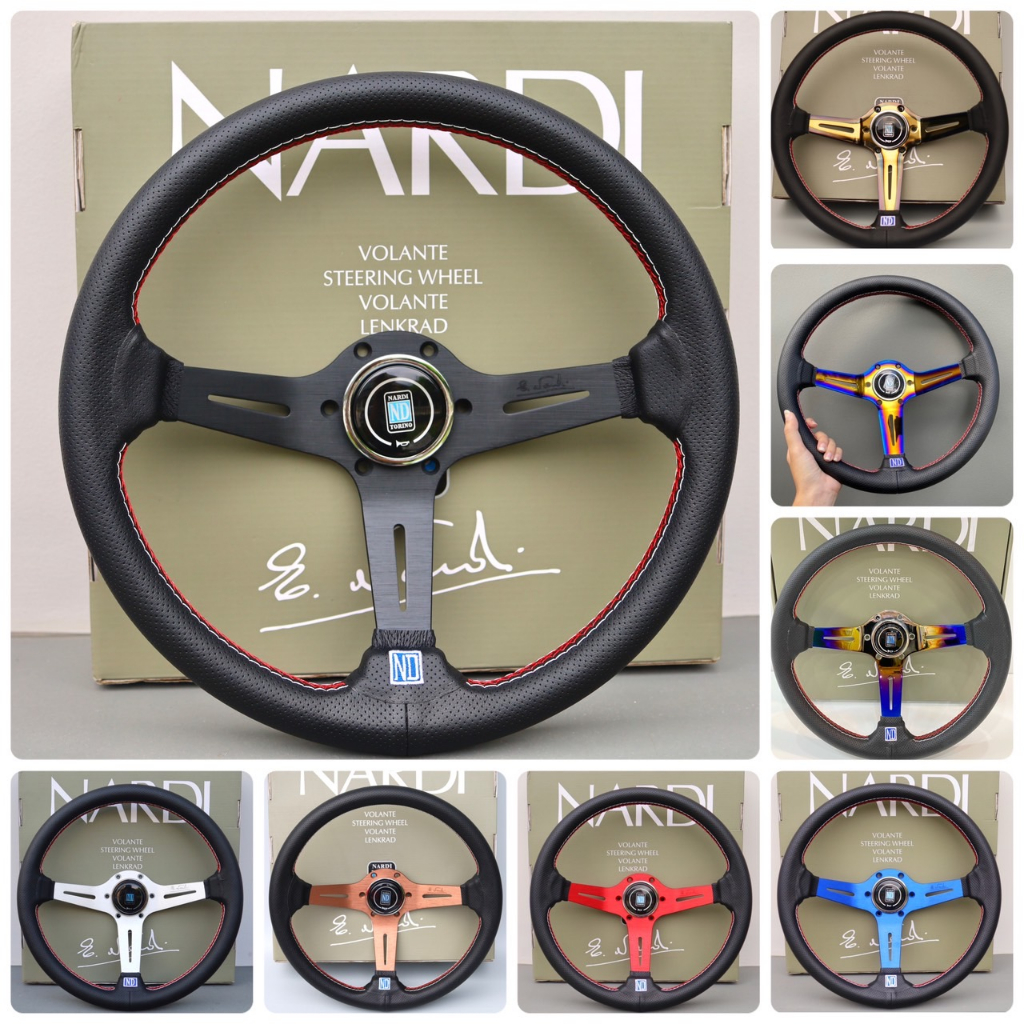 พวงมาลัยนาดี้(NARDI) ขนาดความกว้าง13.5นิ้วยก2.5นิ้ว เย็บสองชั้นหนังนิ่ม งานสวยเนียนเย็บจุดเดียว