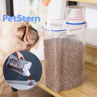 PetStern🌈ที่ใส่อาหารสัตว์เลี้ยง🐕ถังเก็บอาหารสัตว์เลี้ยง กล่องเก็บอาหารสัตว์เลี้ยง พร้อมถ้วยตวงที่ใส่อาหารแมว ทนทาน