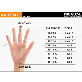 LANCAMP ถุงมือผู้รักษาประตูฟุตบอล เต็มนิ้ว Goalkeeper Glove