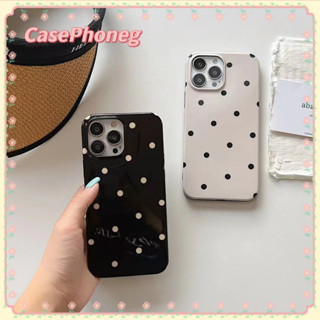 🍑CasePhoneg🍑จัดส่งภายใน24ชม ขอบเต็ม iPhone 11 14 pro max ลายจุด สีดำ สีขาว เรียบง่าย รุ่นคู่ case for iPhone 12 13