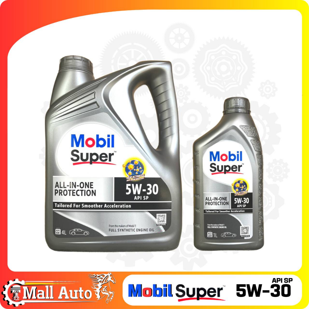 Mobil Super โมบิล ซุปเปอร์ น้ำมันเครื่องเบนซิน 5W-30 ขนาด 4+1 ลิตร สังเคราะห์แท้ 100%