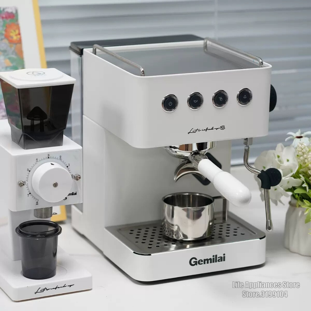 เครื่องชงกาแฟ ใหม่กึ่งอัตโนมัติ 15Bar เครื่องชงกาแฟสกัดแรงดันสูง Gemilai CRM3005G coffee machine